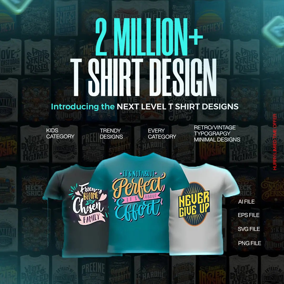 2M+ T-Shirt Designs Pack | Instant Download + Resell Rights