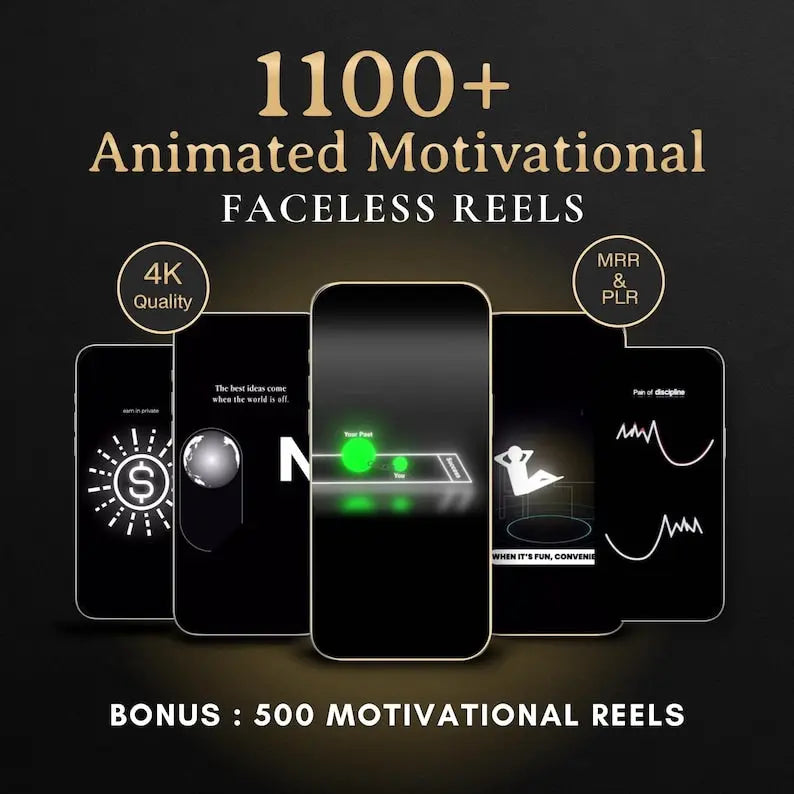 1100+ Animated Faceless Motivational Reels Bundle